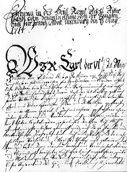 Premier page de la lettre de Charles VI de 1714
